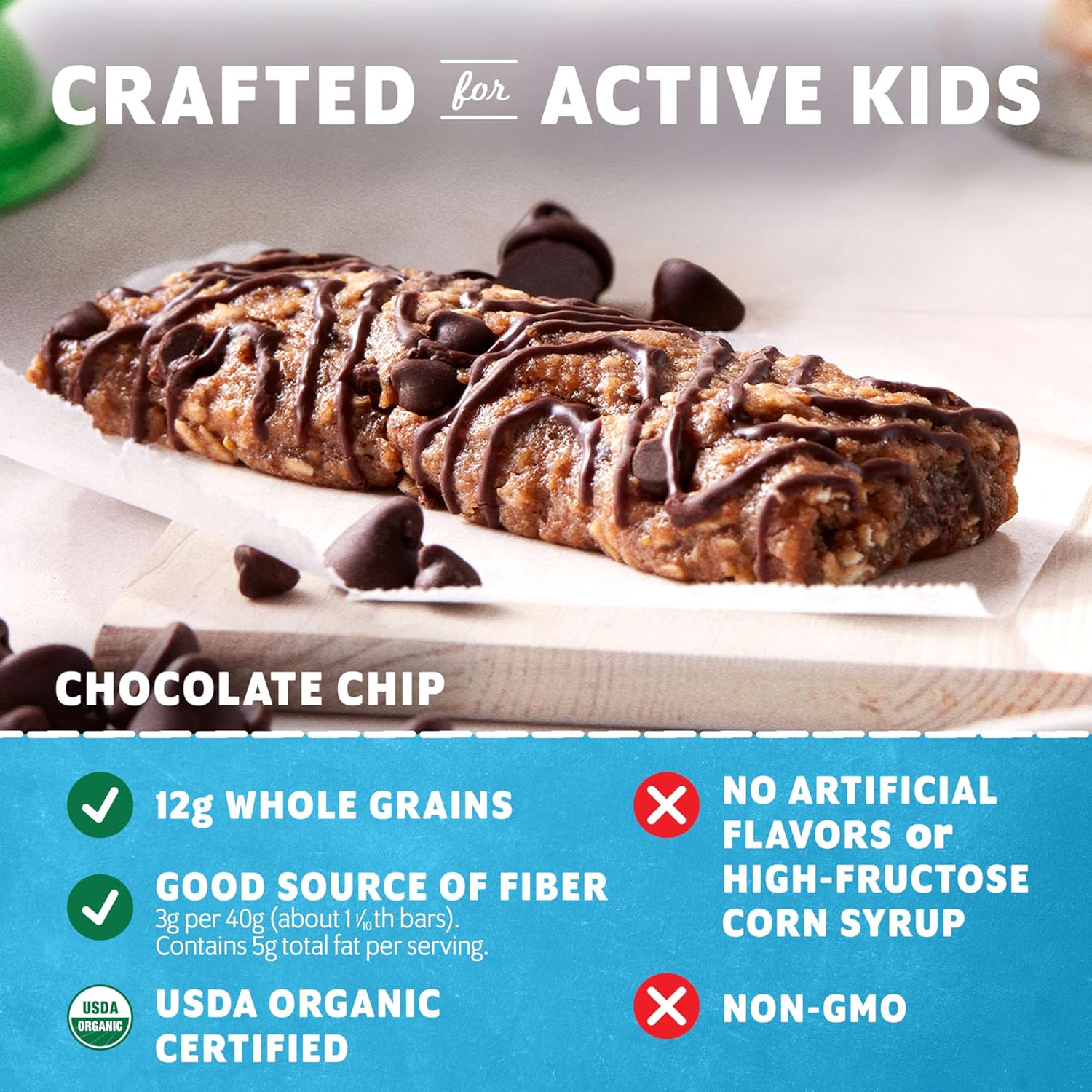Zbar - Chocolate Chip - Soft-Baked Energy Snack Bars - Non-GMO - 12g Whole Grains - USDA Organic Granola Bars (18 Pack)