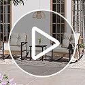 3-Piece Rocking Bistro Set, Outdoor Patio Furniture with Thick Cushions and 2-Tier Coffee Table, Oversize Rattan Conversation Set for Garden, Balcony, Backyard (Beige)