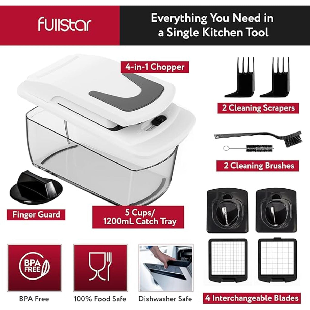 Fullstar Vegetable Chopper and Spiralizer (4 in 1 White)