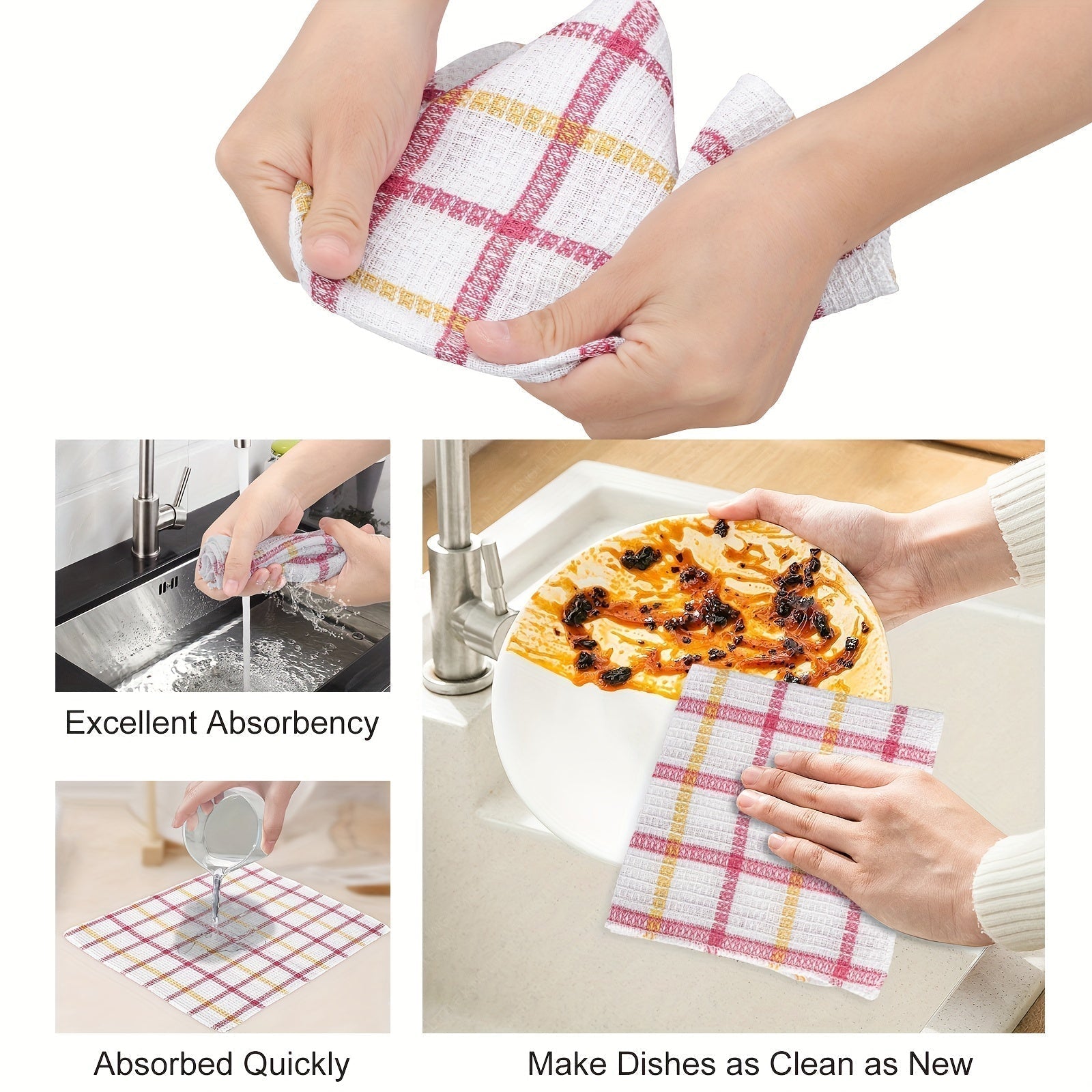 Patelai 12 Pcs Kitchen Dish Cloths for Washing Dishes Absorbent Dish Rags Cleaning Reusable Towels for Scrubbing Wipe Glass Xmas Home Household Supplies(Bright Color,13.8'' X 13.8'', 11.8 x 11.8'')