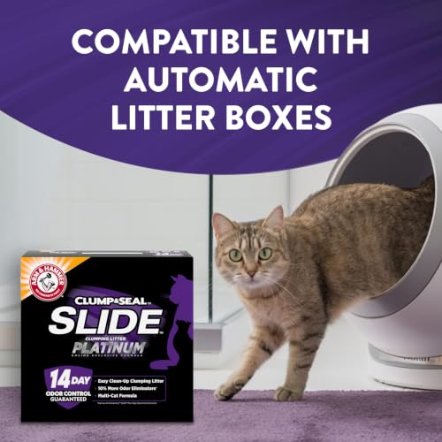 ARM & HAMMER Slide Platinum Easy Clean-Up Clumping Cat Litter, 18 lbs | 24/7 Odor Control, Triple-Action Freshness, Non-Stick, Easy Clean Up, Low Tracking, Multi-Cat Formula, Scented - Mart Station