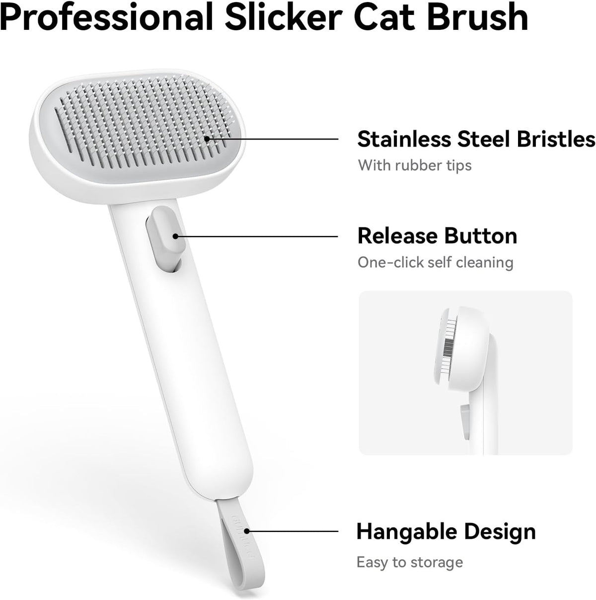 aumuca Cat Brush with Release Button, Cat Brushes for Indoor Cats Shedding, Cat Brush for Long or Short Haired Cats, Cat Grooming Brush Cat Comb for Kitten Rabbit Massage Removes Loose Fur - Mart Station
