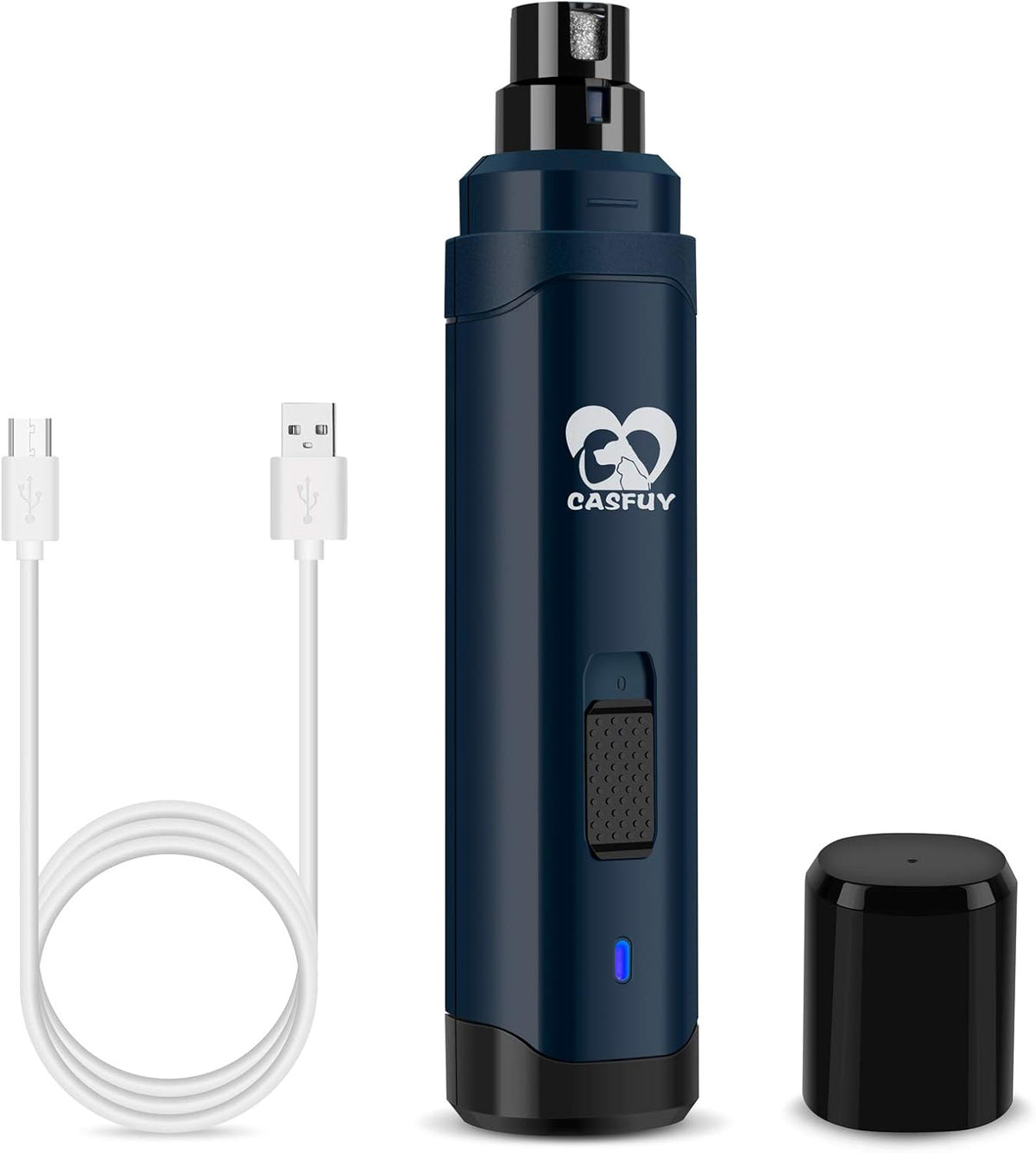 Casfuy Dog Nail Grinder Upgraded - Professional 2-Speed Electric Rechargeable Pet Nail Trimmer Painless Paws Grooming & Smoothing for Small Medium Large Dogs & Cats(Dark Blue) - Mart Station