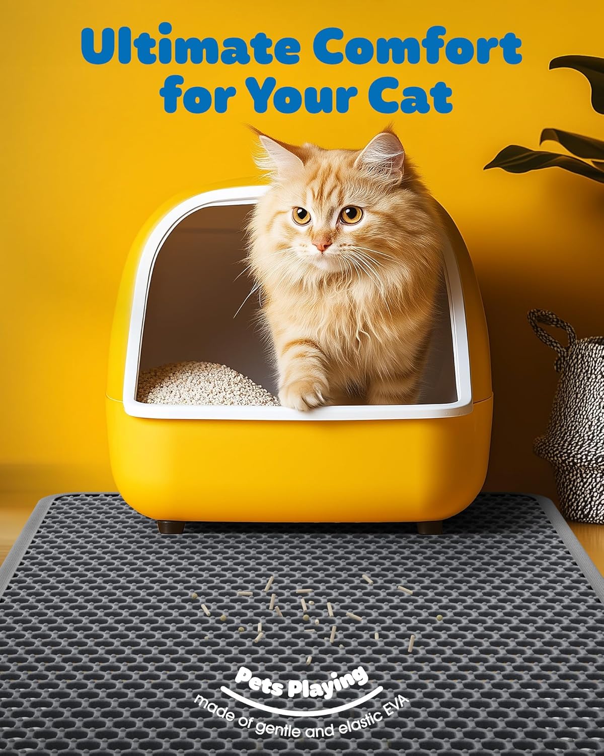 Cat Litter Mat - 23.2'' x 14.6'' Small Litter Trapping Mat, Easy to Clean Litter Box Mat, Waterproof, Urine-Proof, Non-Slip Kitty Litter Mats for Floor, Grey - Mart Station