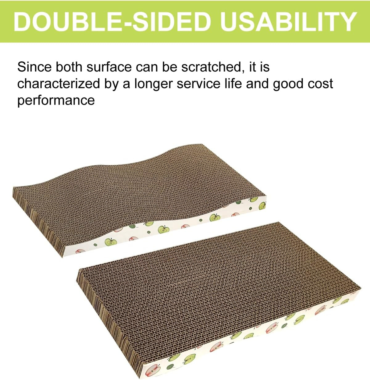 Cat Scratching Board, Corrugate Cat Scratcher for Indoor Cats with Catnip, Cat Scratch Pad with Premium Scratch Textures Design, Cardboard Cat Scratcher with Double-Sided Usability (Pack of 2) - Mart Station
