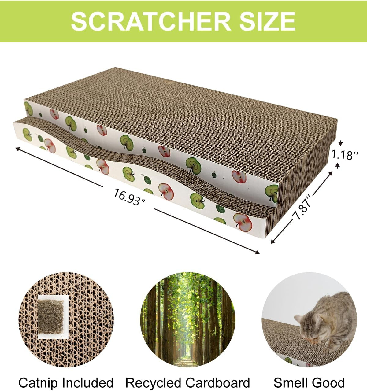 Cat Scratching Board, Corrugate Cat Scratcher for Indoor Cats with Catnip, Cat Scratch Pad with Premium Scratch Textures Design, Cardboard Cat Scratcher with Double-Sided Usability (Pack of 2) - Mart Station