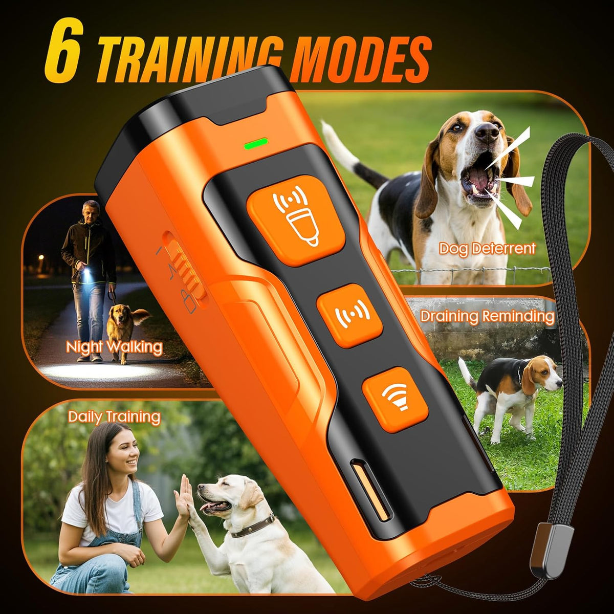 Dog Bark Deterrent Device, 3X Ultrasonic Anti Barking, 6 Training Modes 23 FT Range Barks No More Indoors Outdoors Behavior Correct Safe & Humane Rechargeable Compact Bark Control for Dogs - Mart Station
