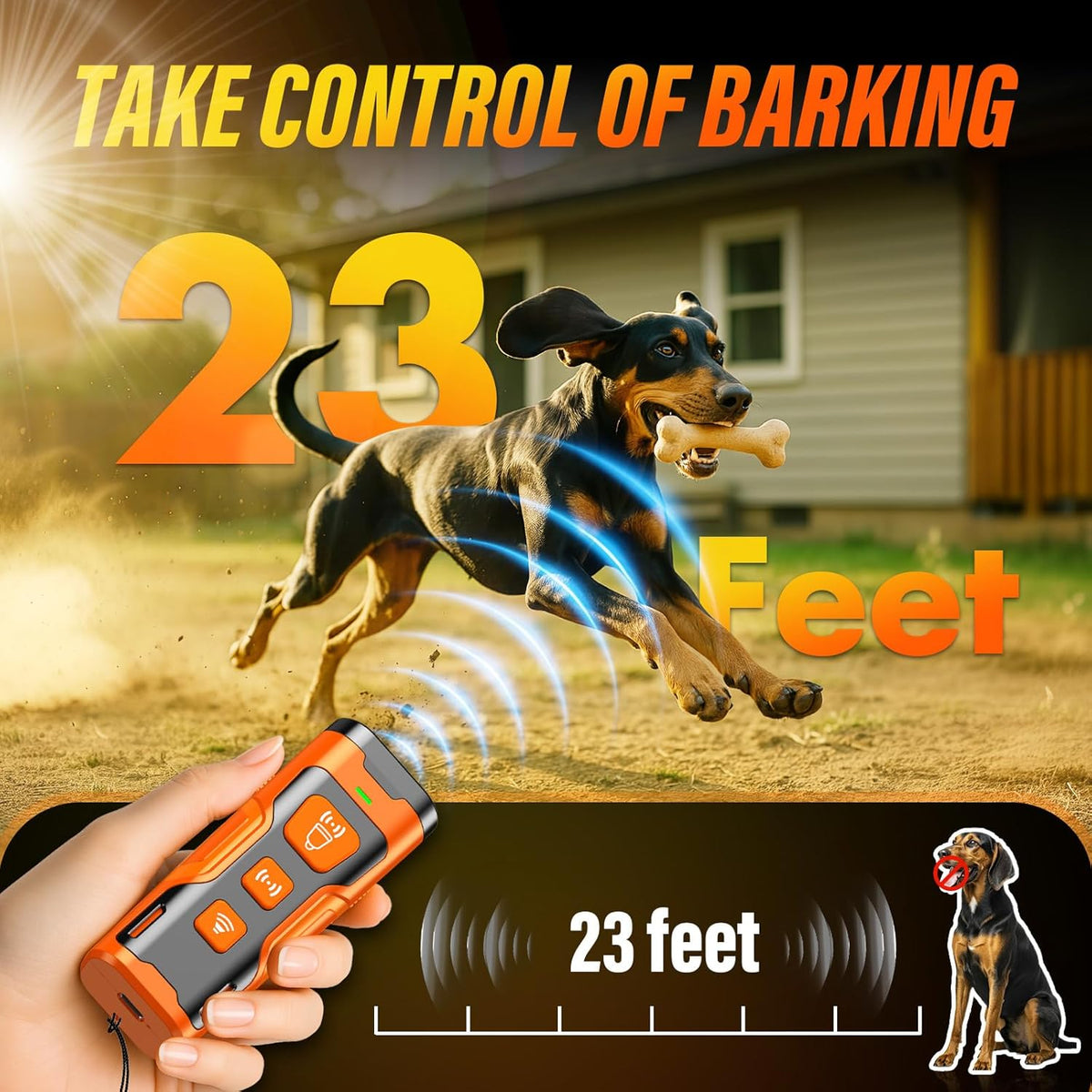 Dog Bark Deterrent Device, 3X Ultrasonic Anti Barking, 6 Training Modes 23 FT Range Barks No More Indoors Outdoors Behavior Correct Safe & Humane Rechargeable Compact Bark Control for Dogs - Mart Station