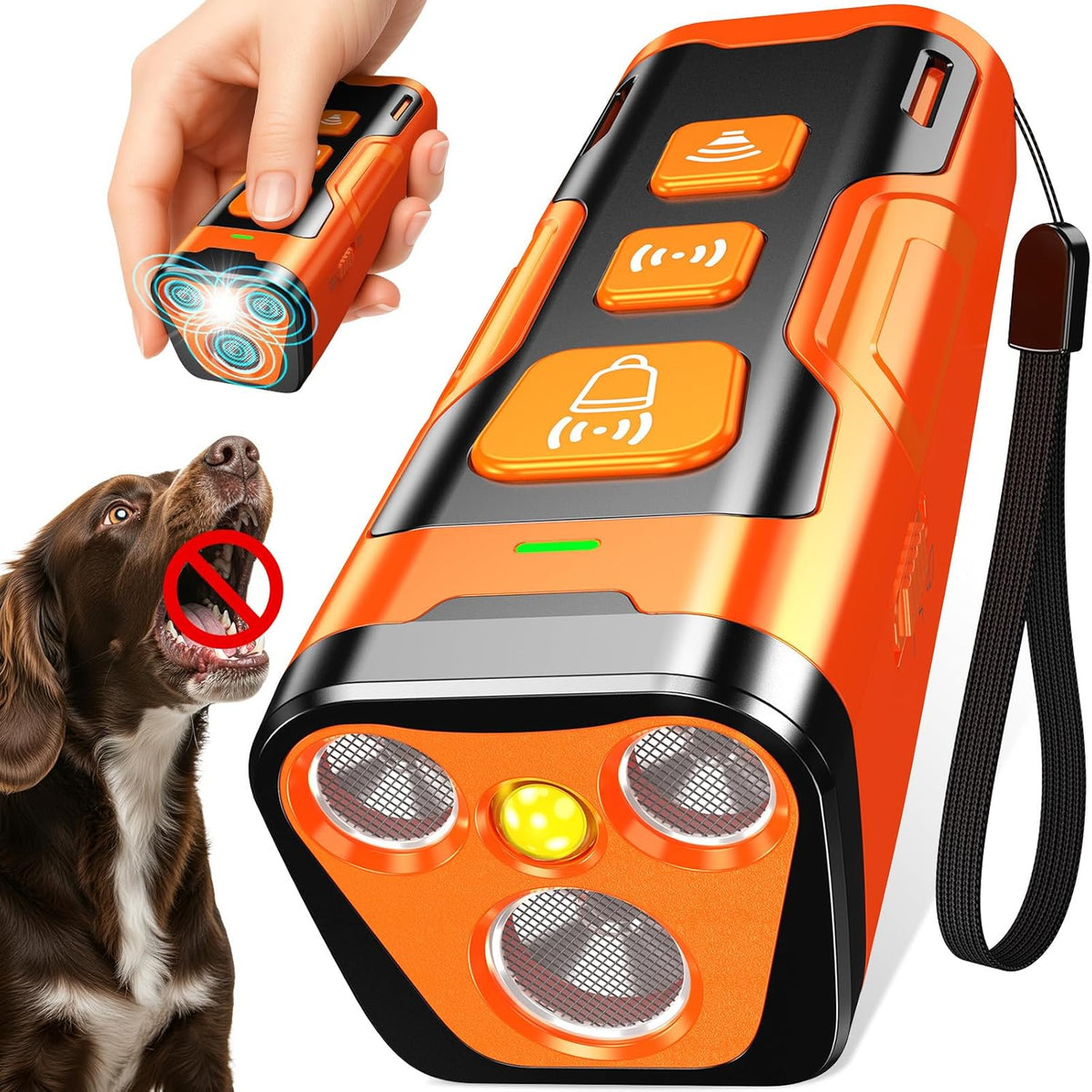 Dog Bark Deterrent Device, 3X Ultrasonic Anti Barking, 6 Training Modes 23 FT Range Barks No More Indoors Outdoors Behavior Correct Safe & Humane Rechargeable Compact Bark Control for Dogs - Mart Station