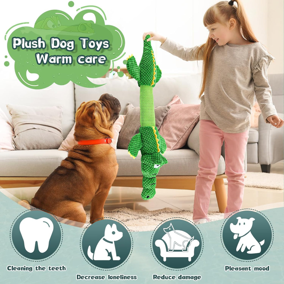 Dog Toys for Aggressive Chewers : Tough Interactive Tug of War Dog Toys-Squeaky Chew Toys for Small,Medium,Large Breed - Mart Station