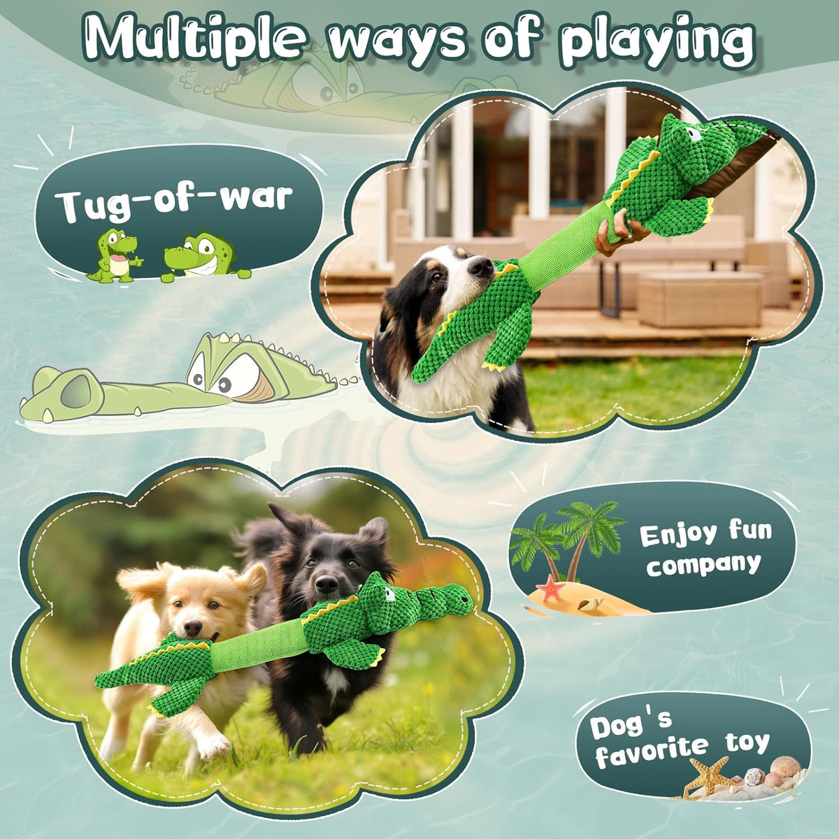 Dog Toys for Aggressive Chewers : Tough Interactive Tug of War Dog Toys-Squeaky Chew Toys for Small,Medium,Large Breed - Mart Station