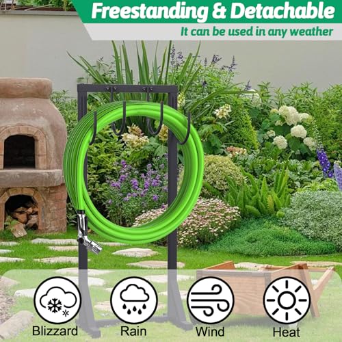 Garden Water Hose Holder for Outside Hose Stand Hanger Rack Freestanding | 43inch, 4 Reinforcing Spikes, 4-Hook, Heavy Duty, Durable, for Yard & Lawn - Mart Station