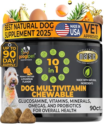 Googipet Premium Dog Multivitamin Chewable, Dog Vitamins and Supplements, Puppy Vitamins & Senior Dogs Probiotics for Gut Health + Vitamin C, Glucosamine for Dogs Joint Support (PB & Pumpkin Flavor) - Mart Station