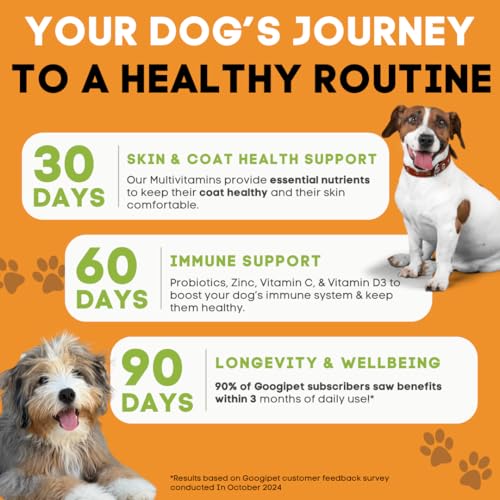 Googipet Premium Dog Multivitamin Chewable, Dog Vitamins and Supplements, Puppy Vitamins & Senior Dogs Probiotics for Gut Health + Vitamin C, Glucosamine for Dogs Joint Support (PB & Pumpkin Flavor) - Mart Station