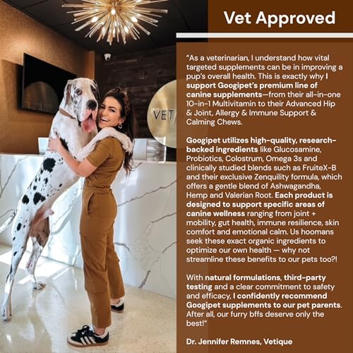 Googipet Premium Dog Multivitamin Chewable, Dog Vitamins and Supplements, Puppy Vitamins & Senior Dogs Probiotics for Gut Health + Vitamin C, Glucosamine for Dogs Joint Support (PB & Pumpkin Flavor) - Mart Station