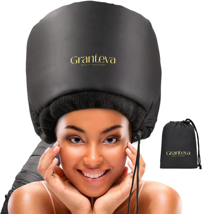 Hooded Hair Dryer Attachment w/A Headband Integrated That Reduces Heat Around Ears & Neck - Hair Dryer Hooded Diffuser Cap for Curly, Speeds Up Drying Time, Deep Conditioning At Home - Portable, Large - Mart Station