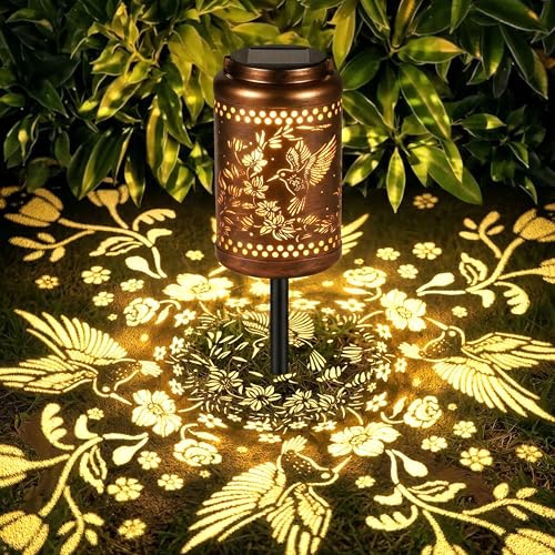 Hummingbird Solar Lantern with Ground Stake, Birthday Gifts for Women | Christmas, House Warming Gift New Home, Hanging Solar Lanterns Outdoor Waterproof - for Garden Patio Yard Porch Lawn - Mart Station