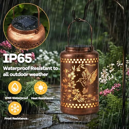 Hummingbird Solar Lantern with Ground Stake, Birthday Gifts for Women | Christmas, House Warming Gift New Home, Hanging Solar Lanterns Outdoor Waterproof - for Garden Patio Yard Porch Lawn - Mart Station