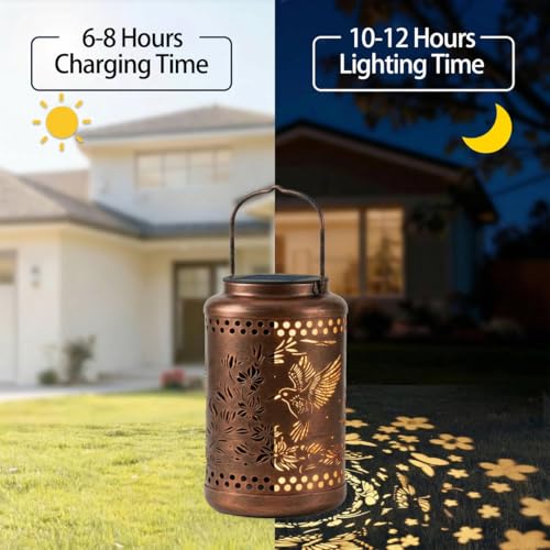 Hummingbird Solar Lantern with Ground Stake, Birthday Gifts for Women | Christmas, House Warming Gift New Home, Hanging Solar Lanterns Outdoor Waterproof - for Garden Patio Yard Porch Lawn - Mart Station