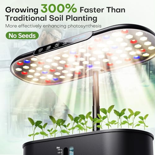 Hydroponics Growing System Kit: 12 Pods Temp & Humidity Monitor | Indoor Herb Garden with Full Spectrum LED Grow Light for Growing Vegetables, Herbs and Lettuce - Beginner Plant Gardeners - Mart Station