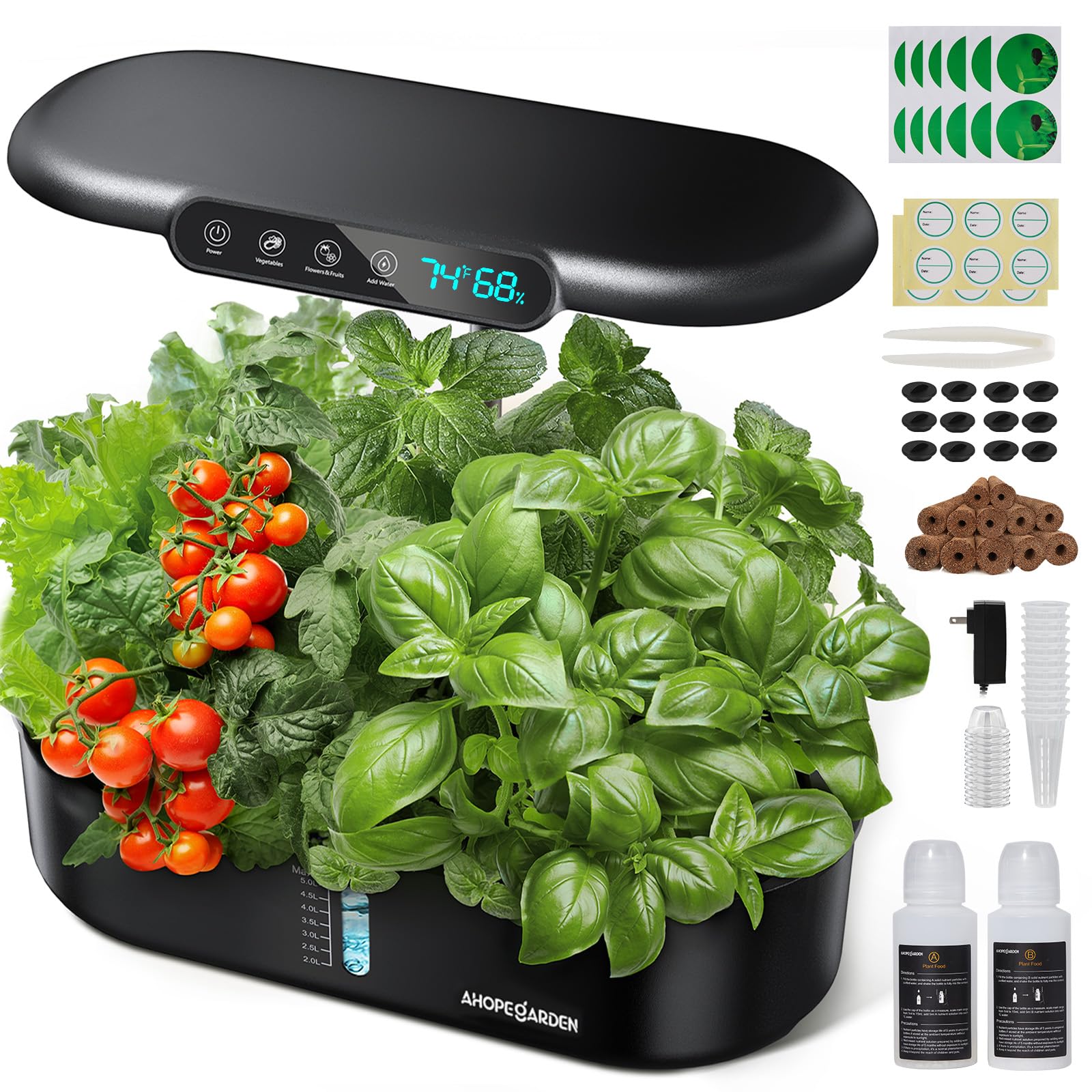 Hydroponics Growing System Kit: 12 Pods Temp & Humidity Monitor | Indoor Herb Garden with Full Spectrum LED Grow Light for Growing Vegetables, Herbs and Lettuce - Beginner Plant Gardeners - Mart Station