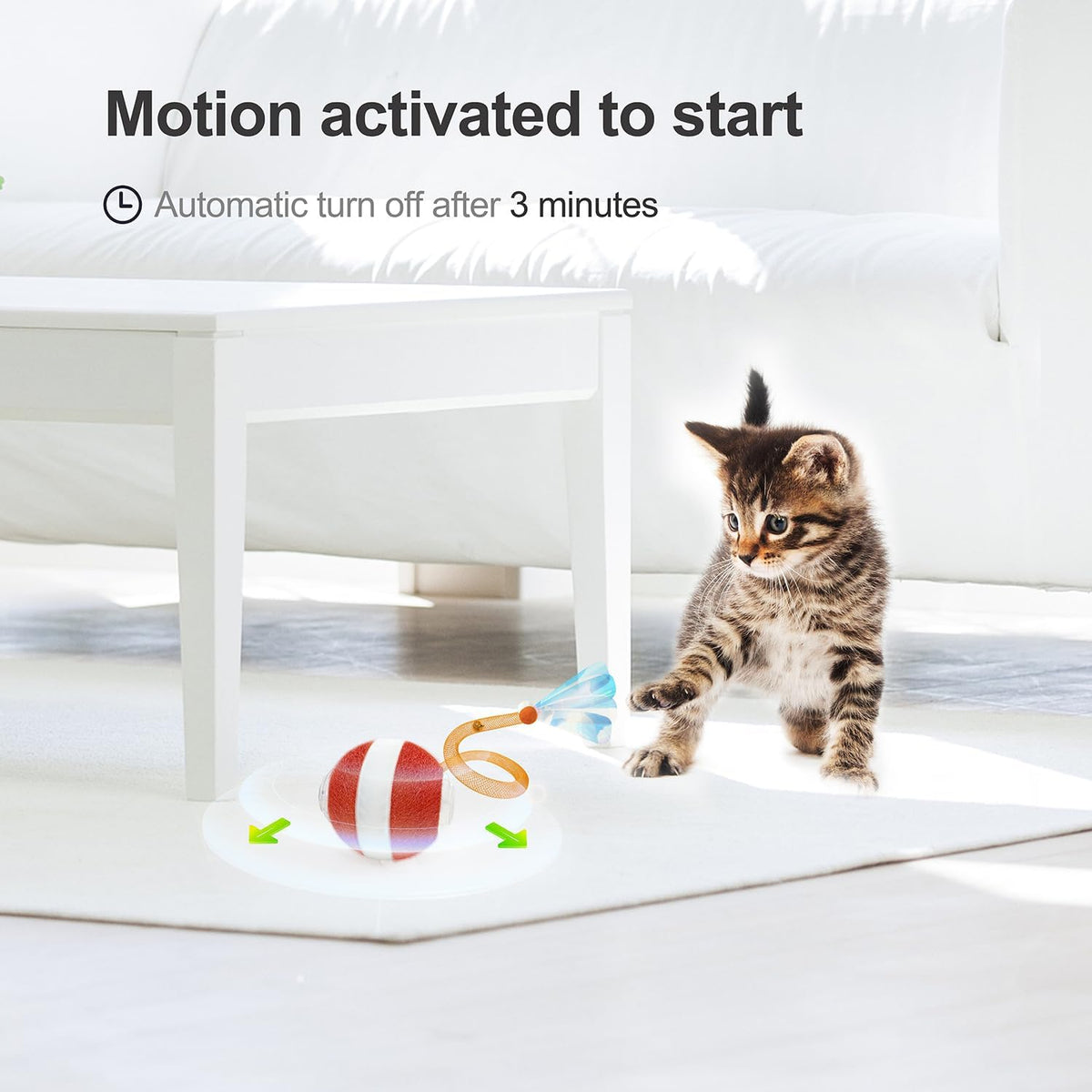 Interactive Cat Toys for Indoor Cats,The 3rd Generation Agile Moving Cat Ball with Elastic Mesh Tail,Automatic Kitten Toys for Bored Indoor Adult Cats,Motion Activated (Orange) - Mart Station