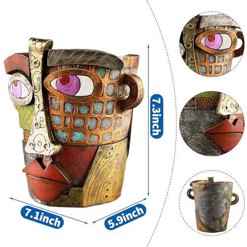 Midogaigai Abstract Face Planter Pots for Indoor Plants&Flowers Home Decor | Adorable, Quirky Face Planter, Funny Colorful Resin Flower Pot with Drainage Holes, for Indoor/Outdoor Garden Gift (Classic) - Mart Station