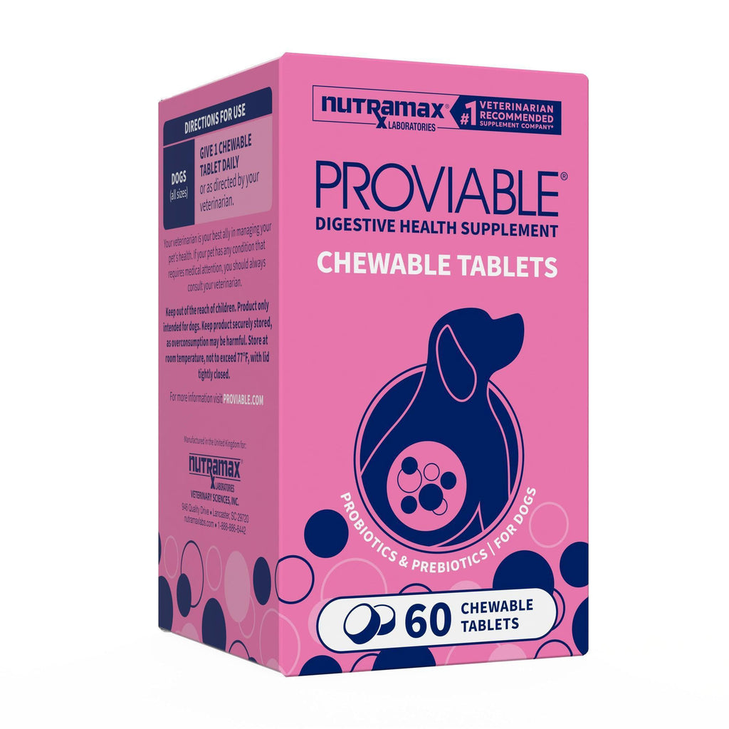 Nutramax Proviable Probiotics + Prebiotics for Dogs, Chewable Tablets, 60ct - Mart Station