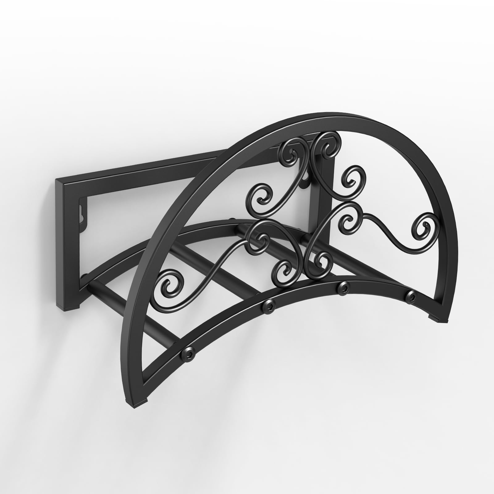 OLV Garden Hose Holder, Heavy Duty Water Hose Holder Wall Mount Holds 125-ft Water Pipe, Decorative Detachable Metal Hose Hanger Storage Organizer Reel Rack for Outside Lawn Yard Farm, Black - Mart Station