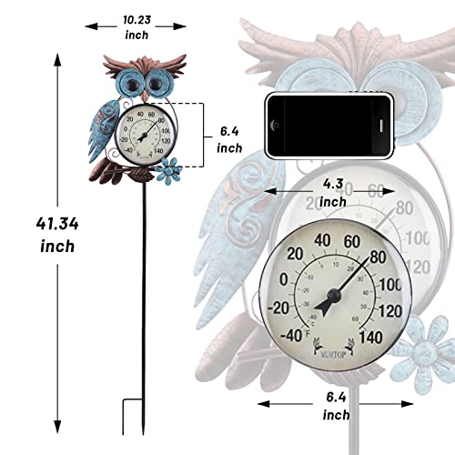 Outdoor Thermometer, Owl Outside Decor for Patio, Yard and Garden | No Battery Needed Garden Stake Wall Art Gifts Idea Waterproof - Mart Station