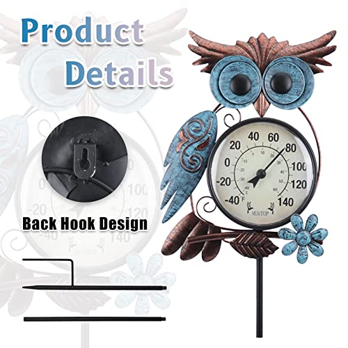 Outdoor Thermometer, Owl Outside Decor for Patio, Yard and Garden | No Battery Needed Garden Stake Wall Art Gifts Idea Waterproof - Mart Station