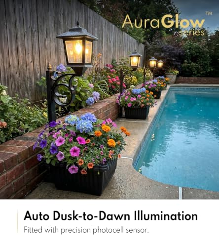 PASAMIC Solar Lamp Post with Planter, Large 11" Planter, 2 in 1 Outdoor Solar Planter Light, Waterproof Decorative Solar Light, Wall Mount or Freestanding for Front Porch, Patio & Garden, Warm White - Mart Station