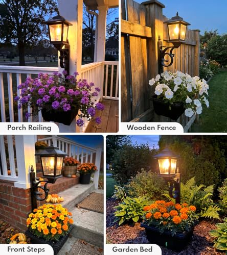 PASAMIC Solar Lamp Post with Planter, Large 11" Planter, 2 in 1 Outdoor Solar Planter Light, Waterproof Decorative Solar Light, Wall Mount or Freestanding for Front Porch, Patio & Garden, Warm White - Mart Station