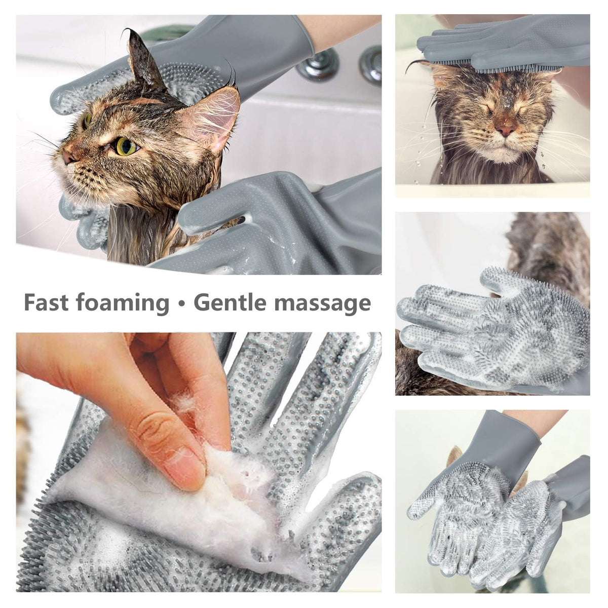 Pet Grooming Gloves - Gentle Dog Bathing Shampoo Brush - Massage Mitt with Enhanced Five Finger Design - Efficient Deshedding Glove for Dogs, Cats, Rabbits and Horses - 1 Pack - Mart Station