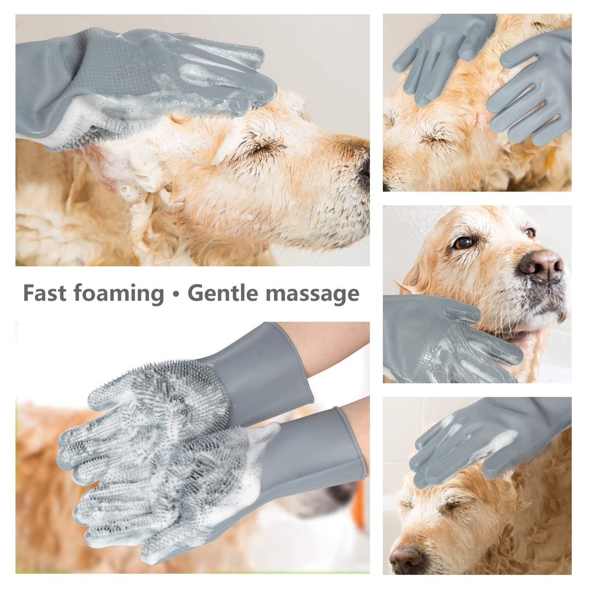 Pet Grooming Gloves - Gentle Dog Bathing Shampoo Brush - Massage Mitt with Enhanced Five Finger Design - Efficient Deshedding Glove for Dogs, Cats, Rabbits and Horses - 1 Pack - Mart Station