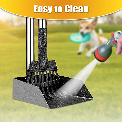 Pooper Scooper, Dog Pooper Scooper Long Handle Stainless Metal Tray and Rake for Medium Small Dogs Heavy Duty Pet Supplies to Use for Grass, Dirt or Gravel - Mart Station
