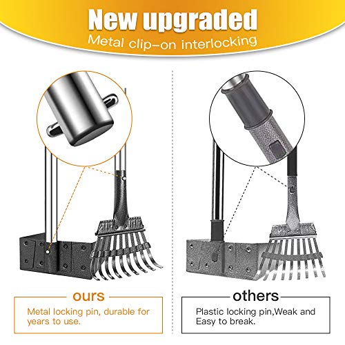 Pooper Scooper, Dog Pooper Scooper Long Handle Stainless Metal Tray and Rake for Medium Small Dogs Heavy Duty Pet Supplies to Use for Grass, Dirt or Gravel - Mart Station