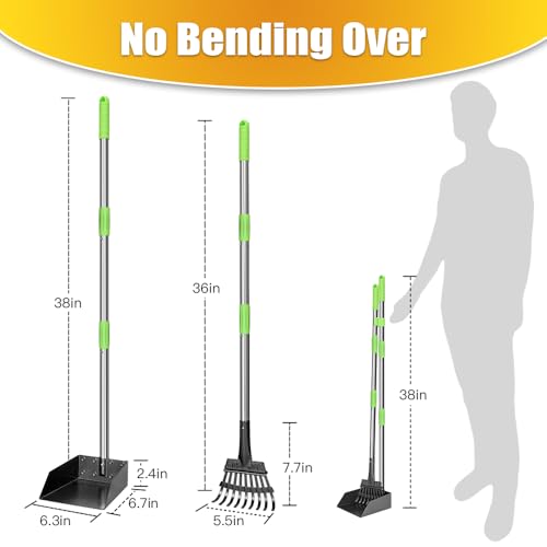 Pooper Scooper, Dog Pooper Scooper Long Handle Stainless Metal Tray and Rake for Medium Small Dogs Heavy Duty Pet Supplies to Use for Grass, Dirt or Gravel - Mart Station