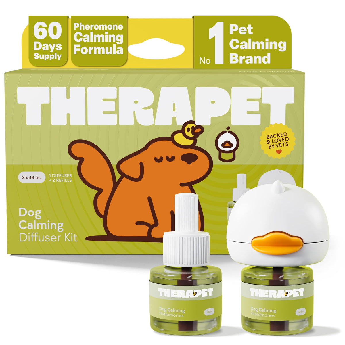 TheraPetMD 60-Day Dog Calming Diffuser Kit - Dog Pheromone Diffuser for Stress, Destructive Behavior, Pee Accidents, Separation Anxiety, Barking, Aggression & Chewing - 60-Day Refills Included - Mart Station