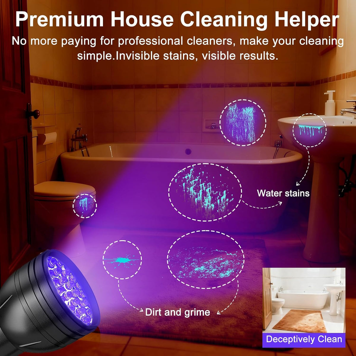 Vansky UV Flashlight Black Light, 51 LED Blacklight Pet Urine Detector for Dog/Cat Urine, Dry Stains, Bed Bug, Resin Curing, Scorpions Finder - Mart Station