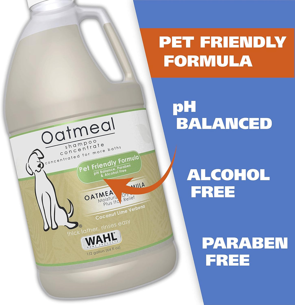 Wahl USA Dry Skin & Itch Relief Pet Shampoo for Dogs – Oatmeal Formula with Coconut Lime Verbena Scent - 64 Oz - Model 821004-050 - Mart Station