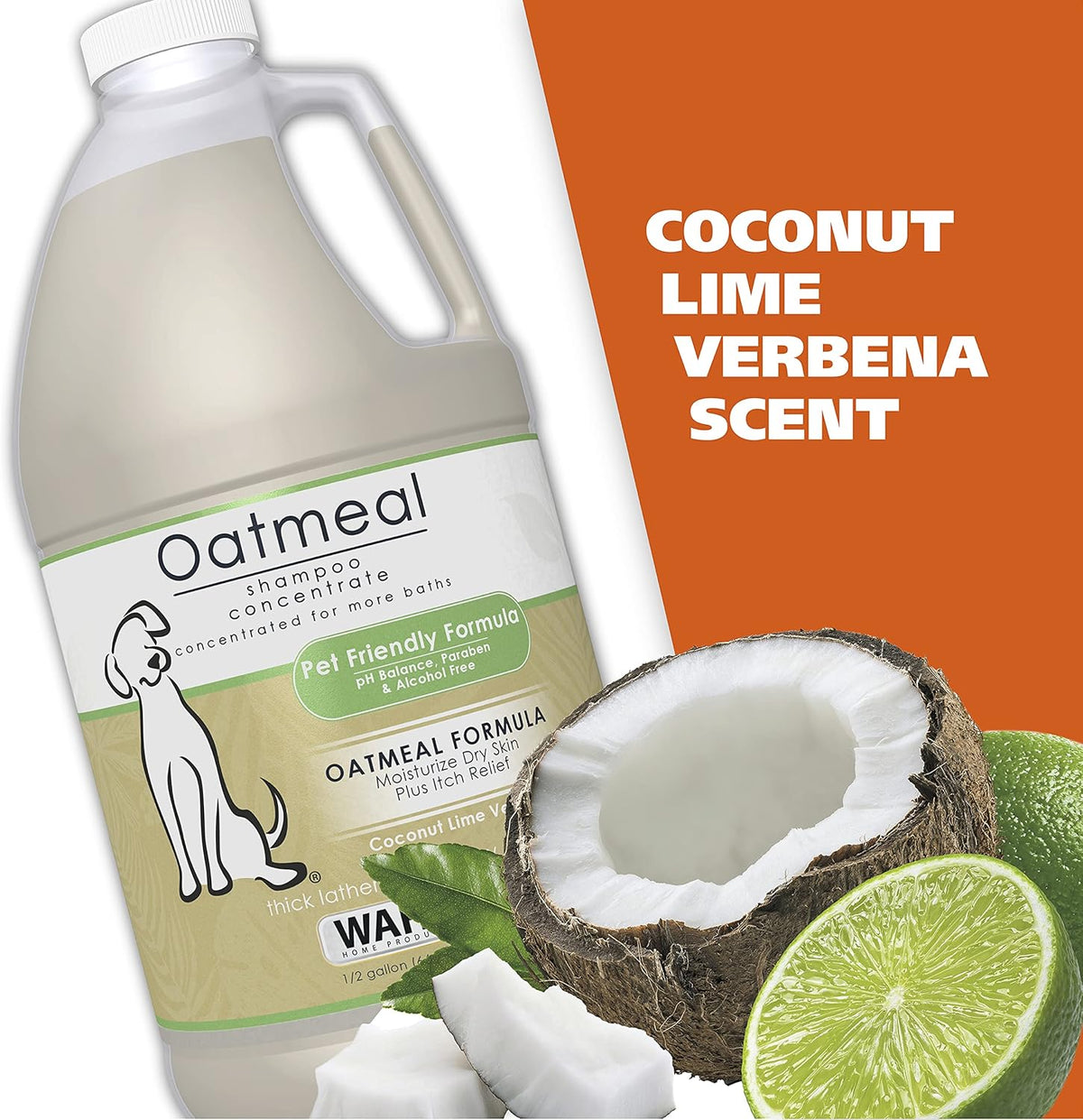 Wahl USA Dry Skin & Itch Relief Pet Shampoo for Dogs – Oatmeal Formula with Coconut Lime Verbena Scent - 64 Oz - Model 821004-050 - Mart Station