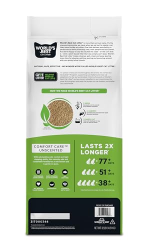 World's Best Cat Litter, Comfort Care, Unscented, Odor Control, 32 lb Bag - Mart Station