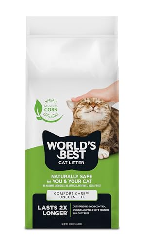 World's Best Cat Litter, Comfort Care, Unscented, Odor Control, 32 lb Bag - Mart Station