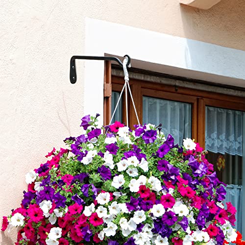 Worth 6-Pack 7" Plant Hanger Bracket, Forged Iron Black Hanging Hooks | Heavy Duty Wrought Hanging Plant Holder for Garden Fence, Wall Hooks for Bird Feeder, Indoor Outdoor Use - Mart Station