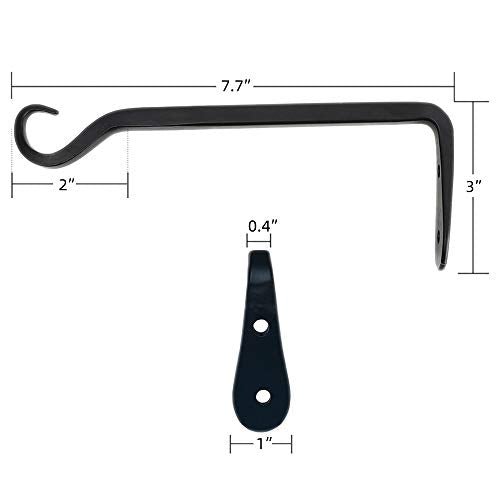 Worth 6-Pack 7" Plant Hanger Bracket, Forged Iron Black Hanging Hooks | Heavy Duty Wrought Hanging Plant Holder for Garden Fence, Wall Hooks for Bird Feeder, Indoor Outdoor Use - Mart Station