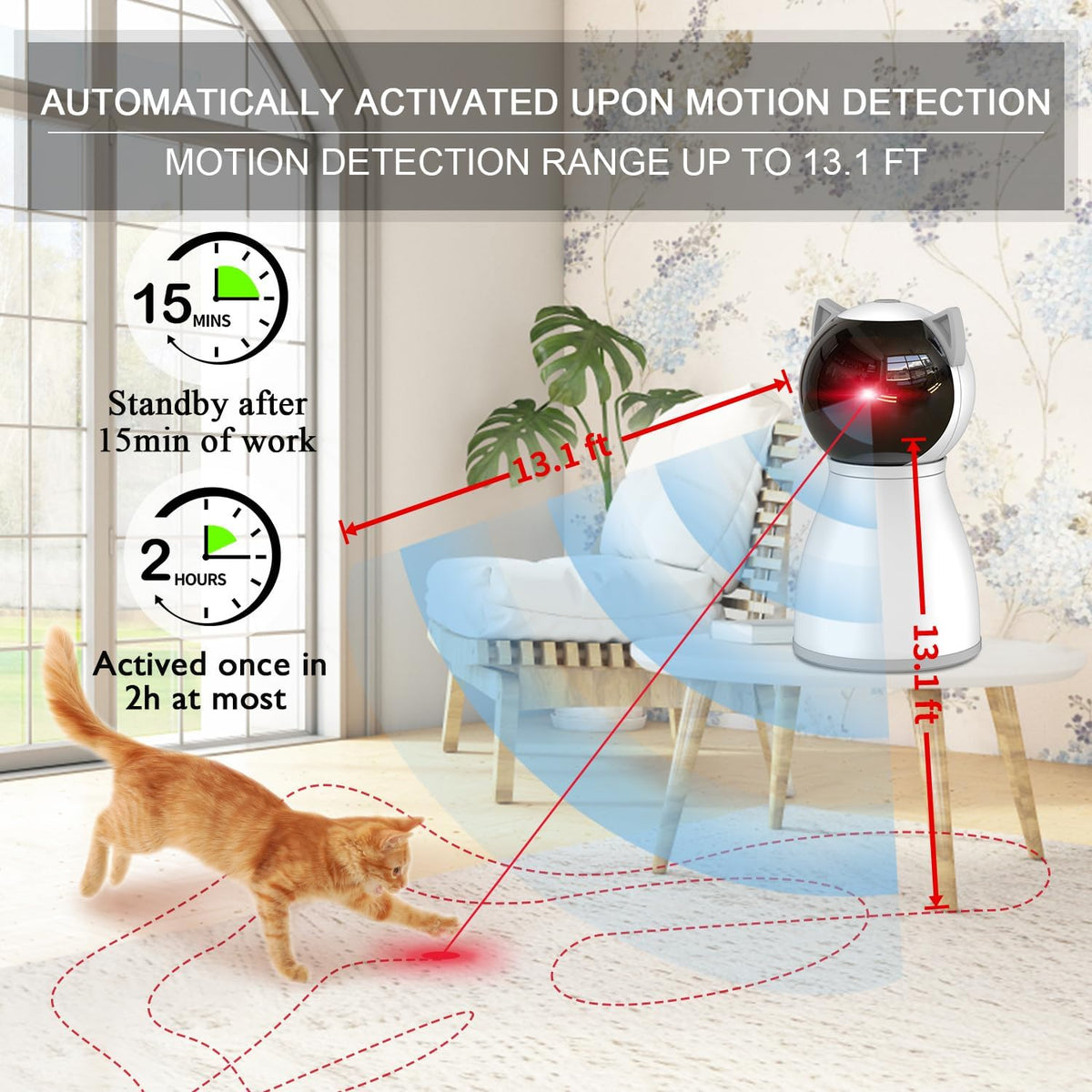 YVE LIFE Laser Cat Toys for Indoor Cats,The 4th Generation Real Random Trajectory Motion Activated Rechargeable Automatic Cat Laser Toy,Interactive Cat Toys for Bored Indoor Adult Cats/Kittens(White) - Mart Station
