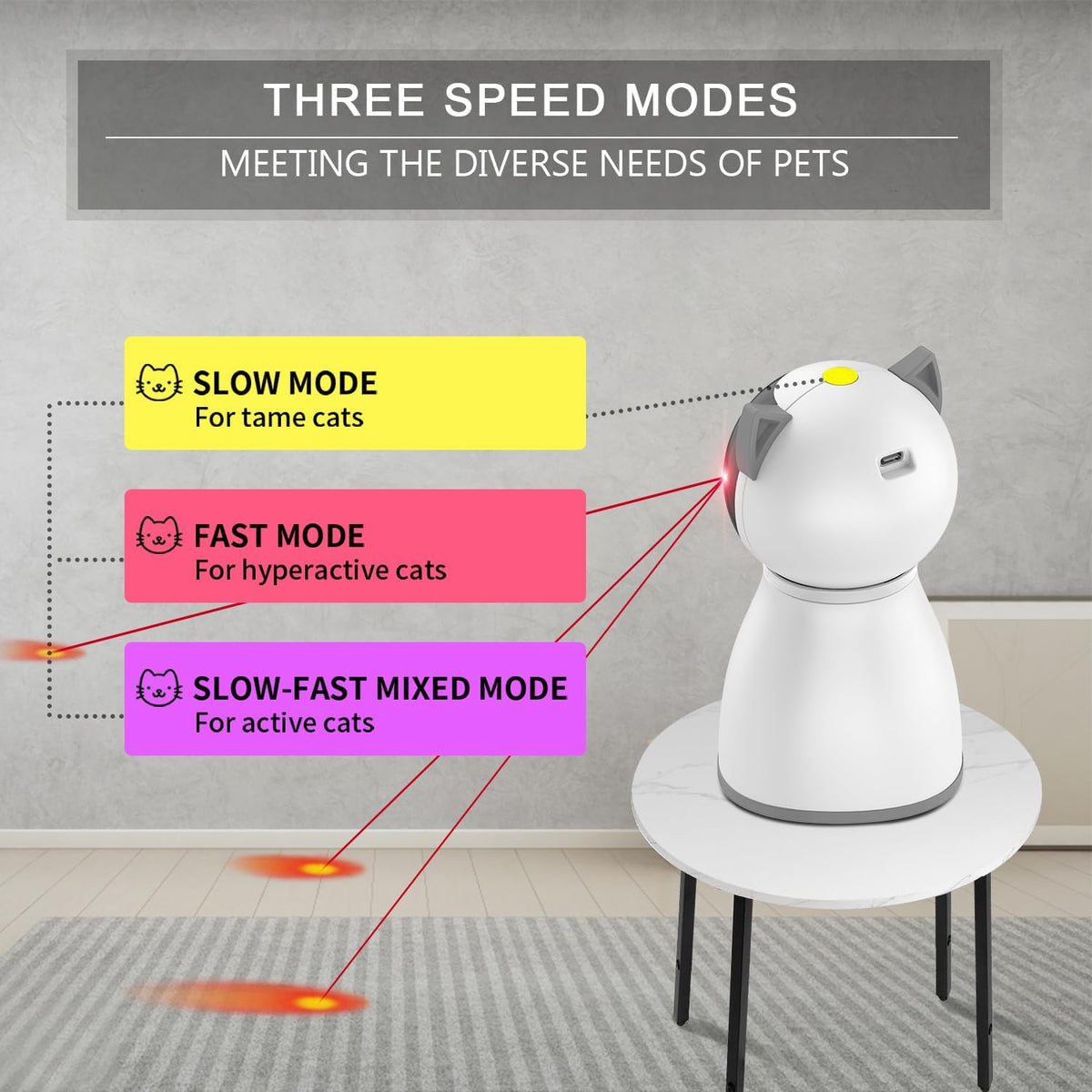 YVE LIFE Laser Cat Toys for Indoor Cats,The 4th Generation Real Random Trajectory Motion Activated Rechargeable Automatic Cat Laser Toy,Interactive Cat Toys for Bored Indoor Adult Cats/Kittens(White) - Mart Station