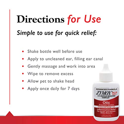 Zymox Advanced Formula Otic Plus Enzymatic Ear Solution for Dogs and Cats | with 1% Hydrocortisone, 1.25oz - Mart Station