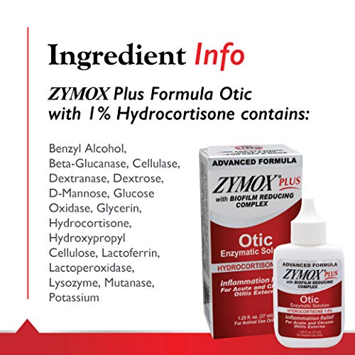 Zymox Advanced Formula Otic Plus Enzymatic Ear Solution for Dogs and Cats | with 1% Hydrocortisone, 1.25oz - Mart Station